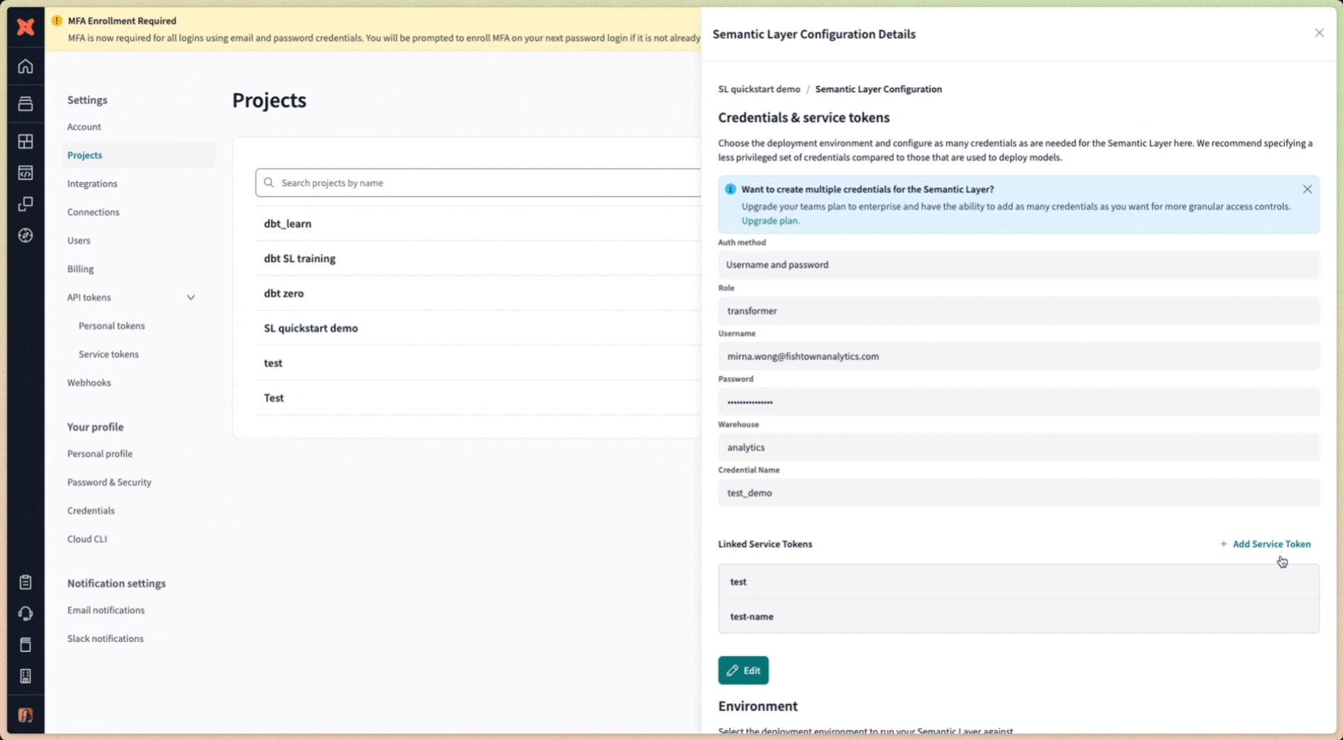 Map additional service tokens to a credential. Map additional service tokens to a credential.